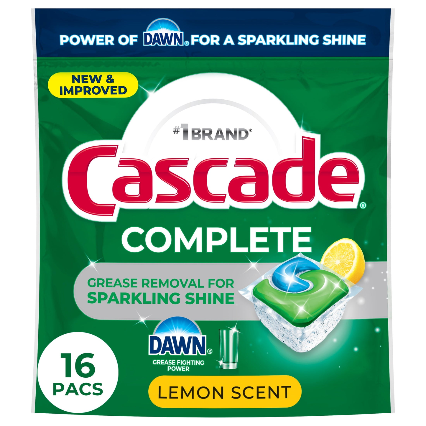 Complete Action Pacs, Dishwasher Detergent, Lemon, 16 Count product photo