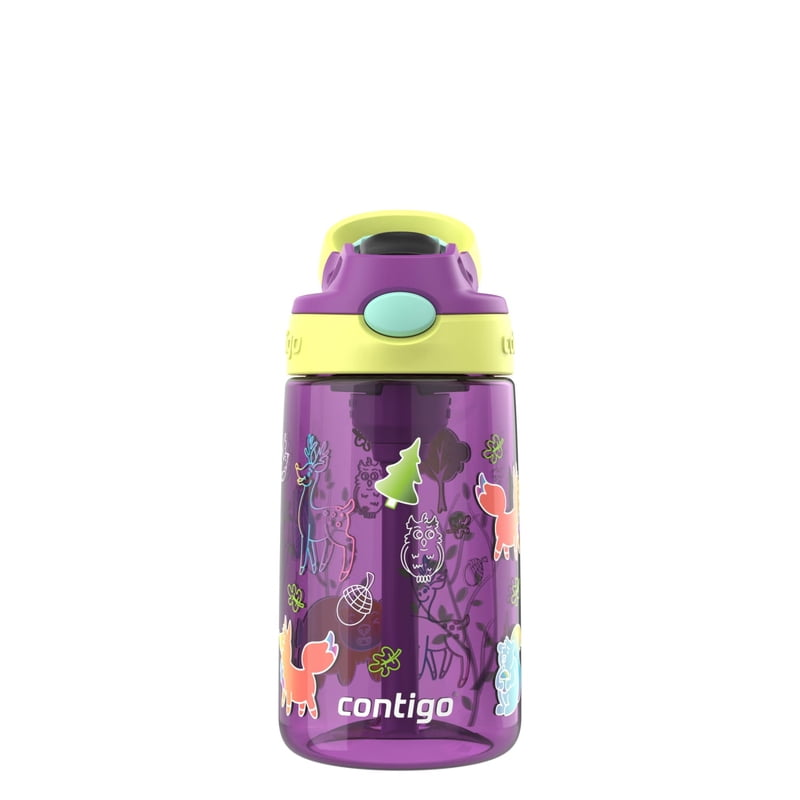 Contigo Kids Water Bottle with Redesigned AUTOSPOUT Straw, 14 oz, Grape Forest Haven product photo