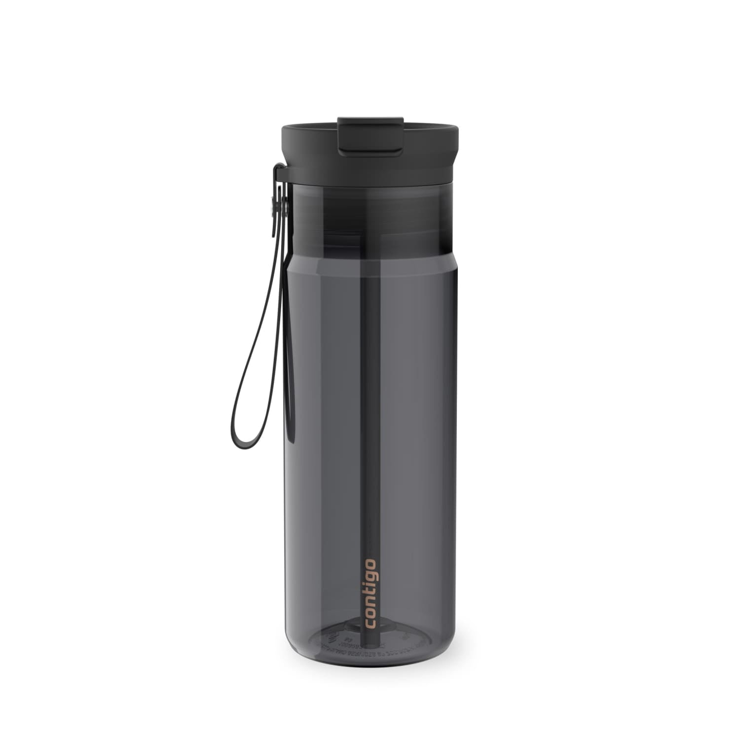 Contigo DualSip Leakproof Plastic Reusable Water Bottle with Carrying Strap, Black/Clear, 24 oz product photo