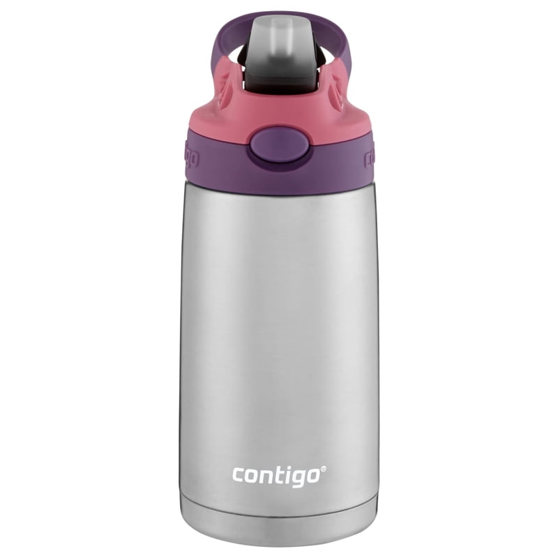 Contigo Kids Stainless Steel Water Bottle with Redesigned AUTOSPOUT Straw Lid Eggplant and Punch, 13 fl oz. product photo