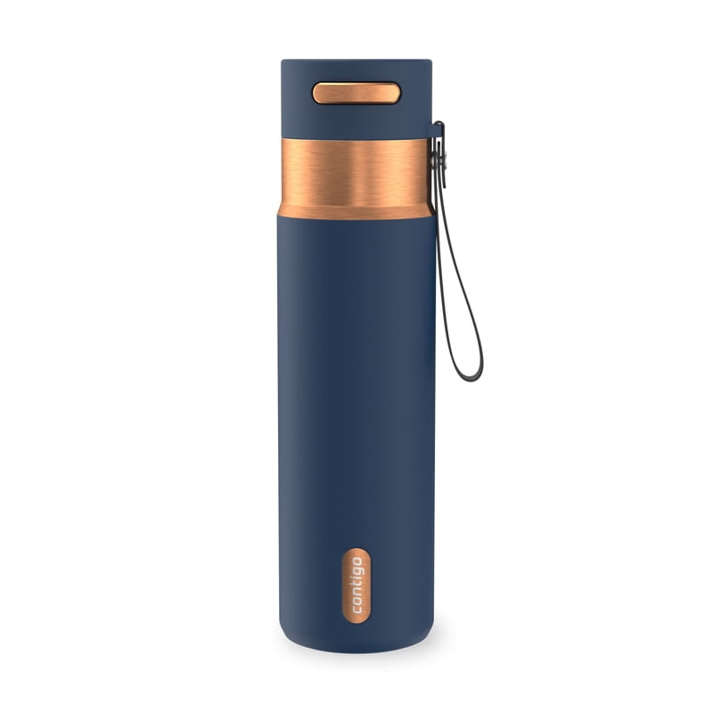 Contigo 24 oz Stainless Steel Leak-Proof Insulated Water Bottle with Carry Strap, Blue/Bronze product photo