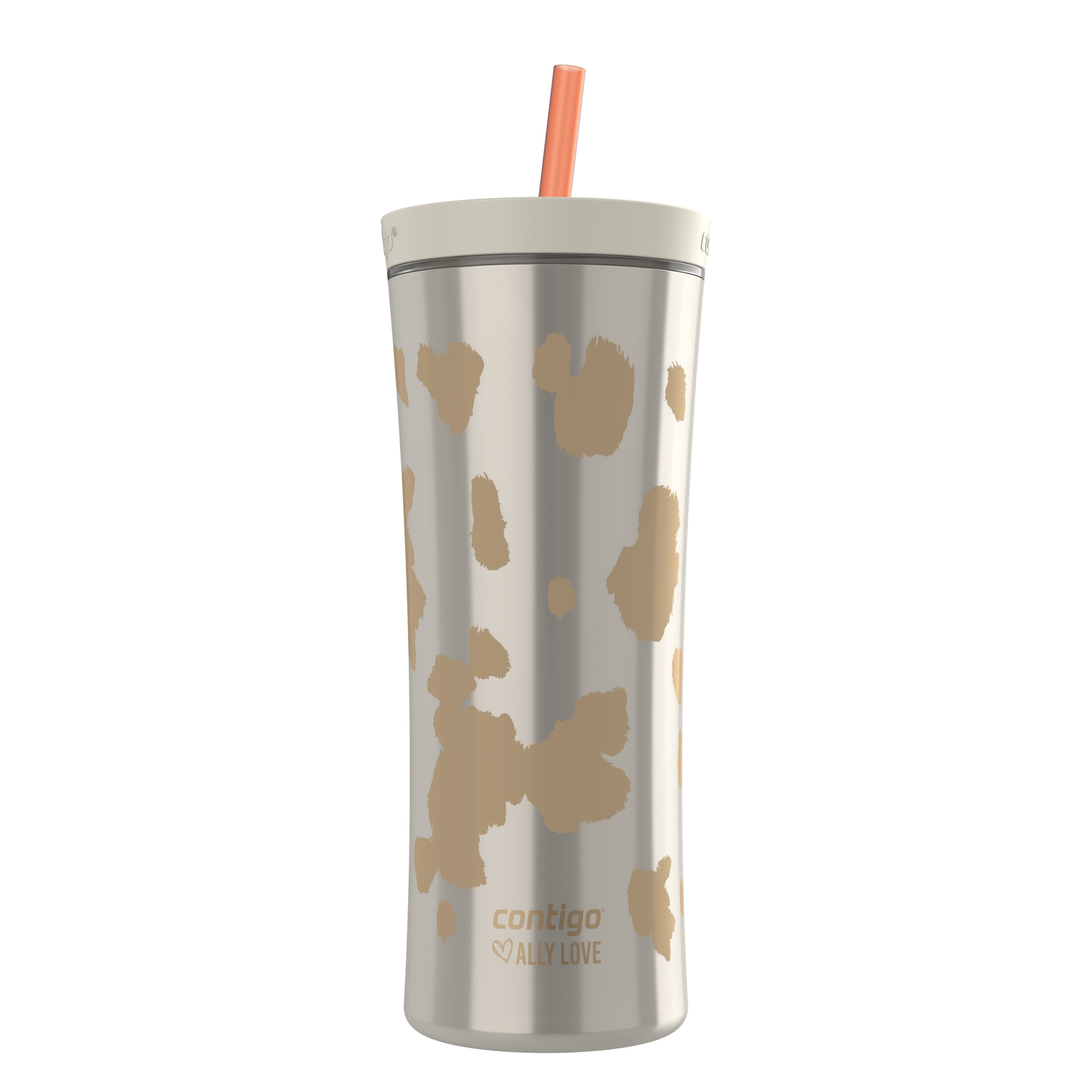 Contigo 20oz Shake & Go Tumbler, Plastic with Straw, Oatmilk Cowhide Couture product photo