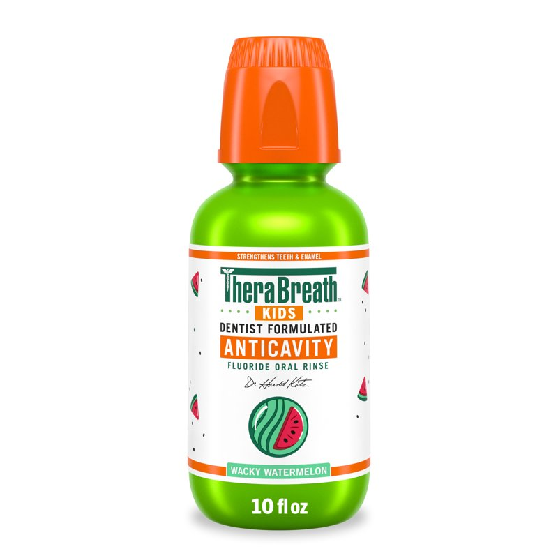 TheraBreath Kids Mouthwash with Fluoride, Organic Wacky Watermelon, Anticavity, 10 fl oz product photo