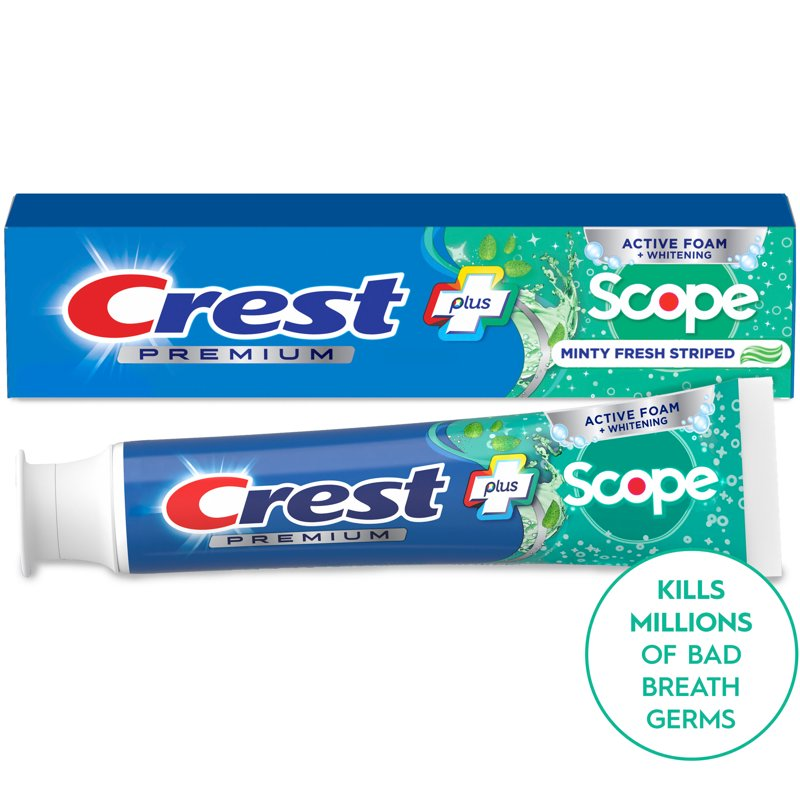 Crest Toothpaste, Premium Plus Scope Toothpaste, Minty Fresh Flavor, 5.2 oz product photo