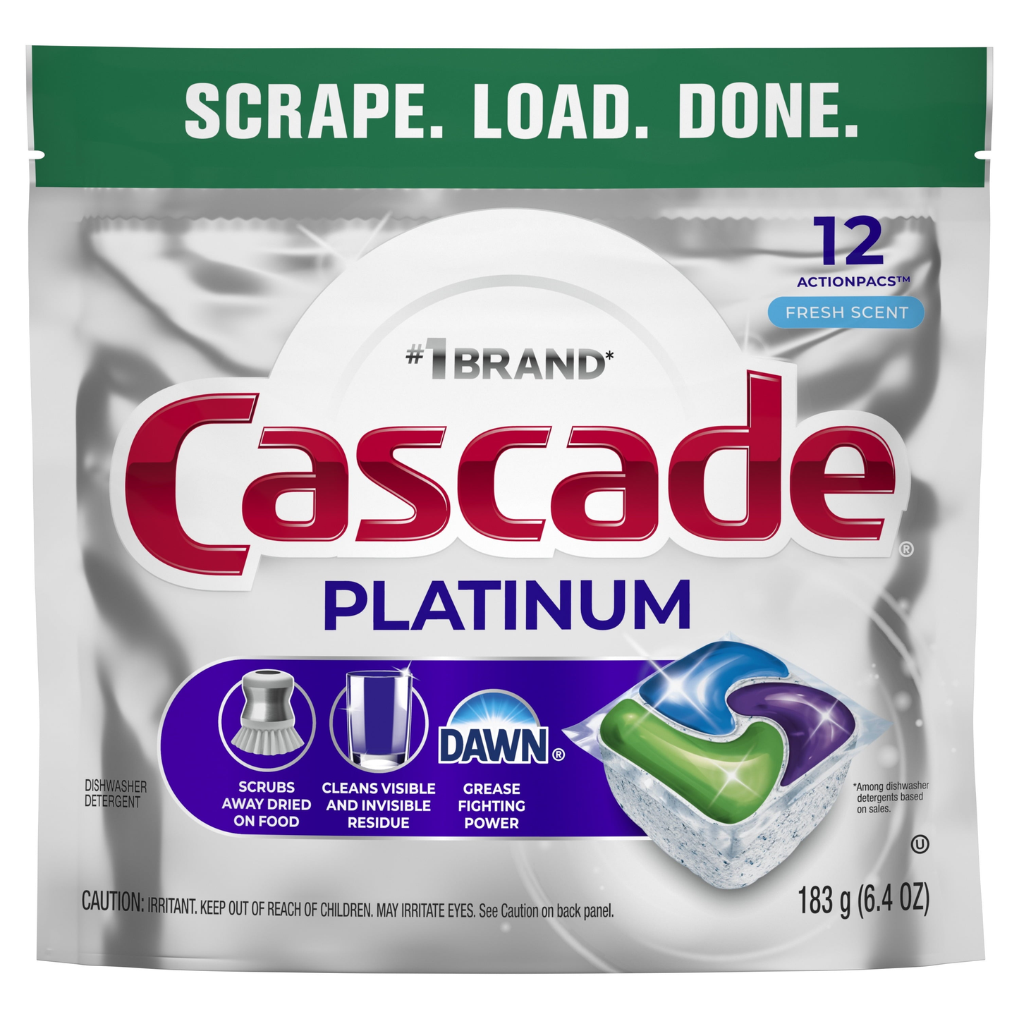 Platinum Dishwasher Pods, Dishwasher Detergent, Dish Detergent Soap, Fresh, 12 Count product photo