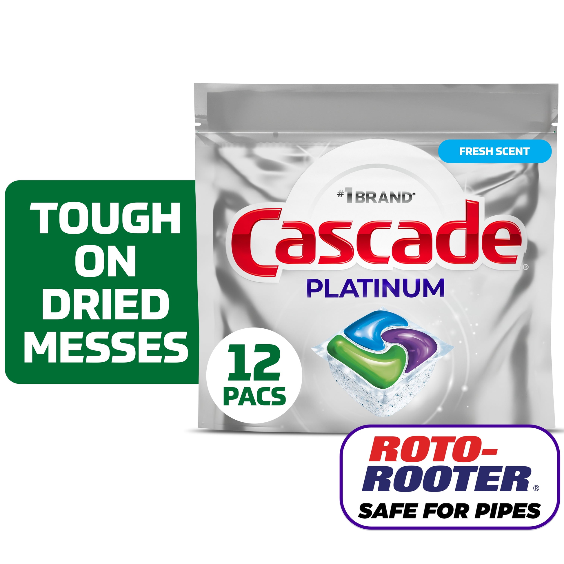 Platinum Dishwasher Pods, Dishwasher Detergent, Dish Detergent Soap, Fresh, 12 Count product photo