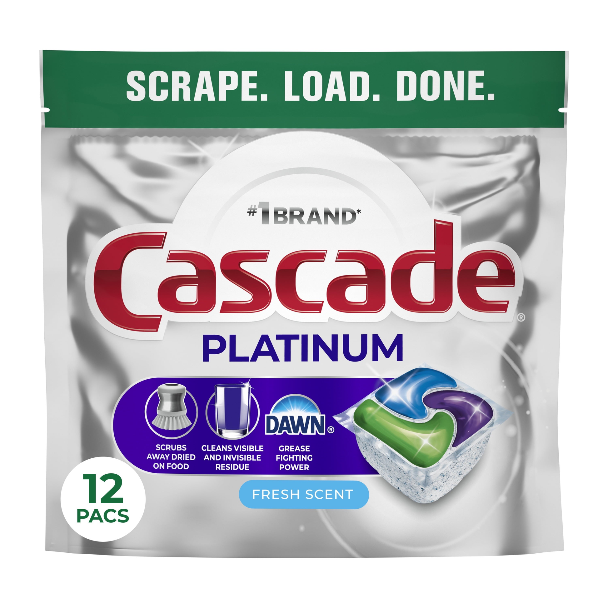 Platinum Dishwasher Pods, Dishwasher Detergent, Dish Detergent Soap, Fresh, 12 Count product photo