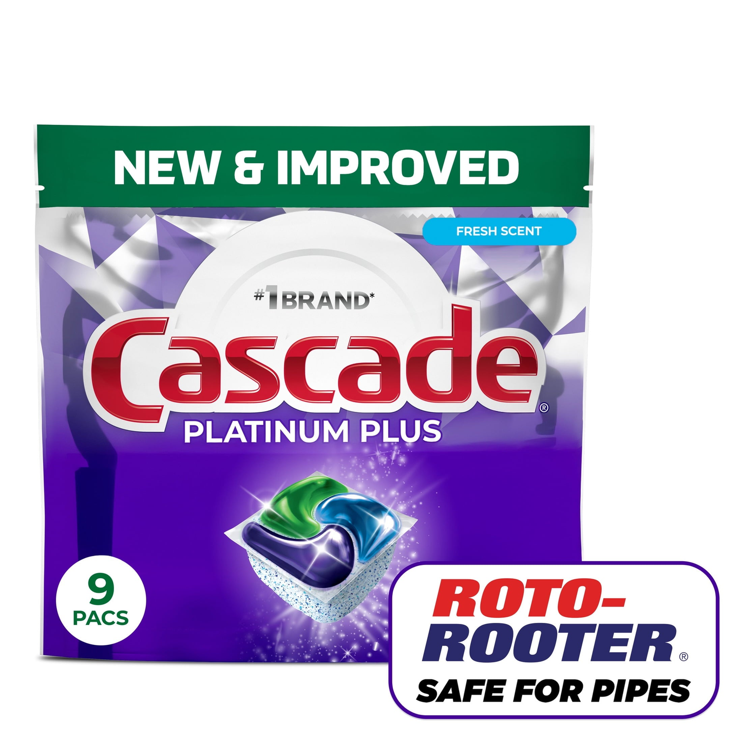 Platinum Plus Dishwasher Pods, Dishwasher Detergent, Dish Detergent Soap, Lemon, 9 Count product photo