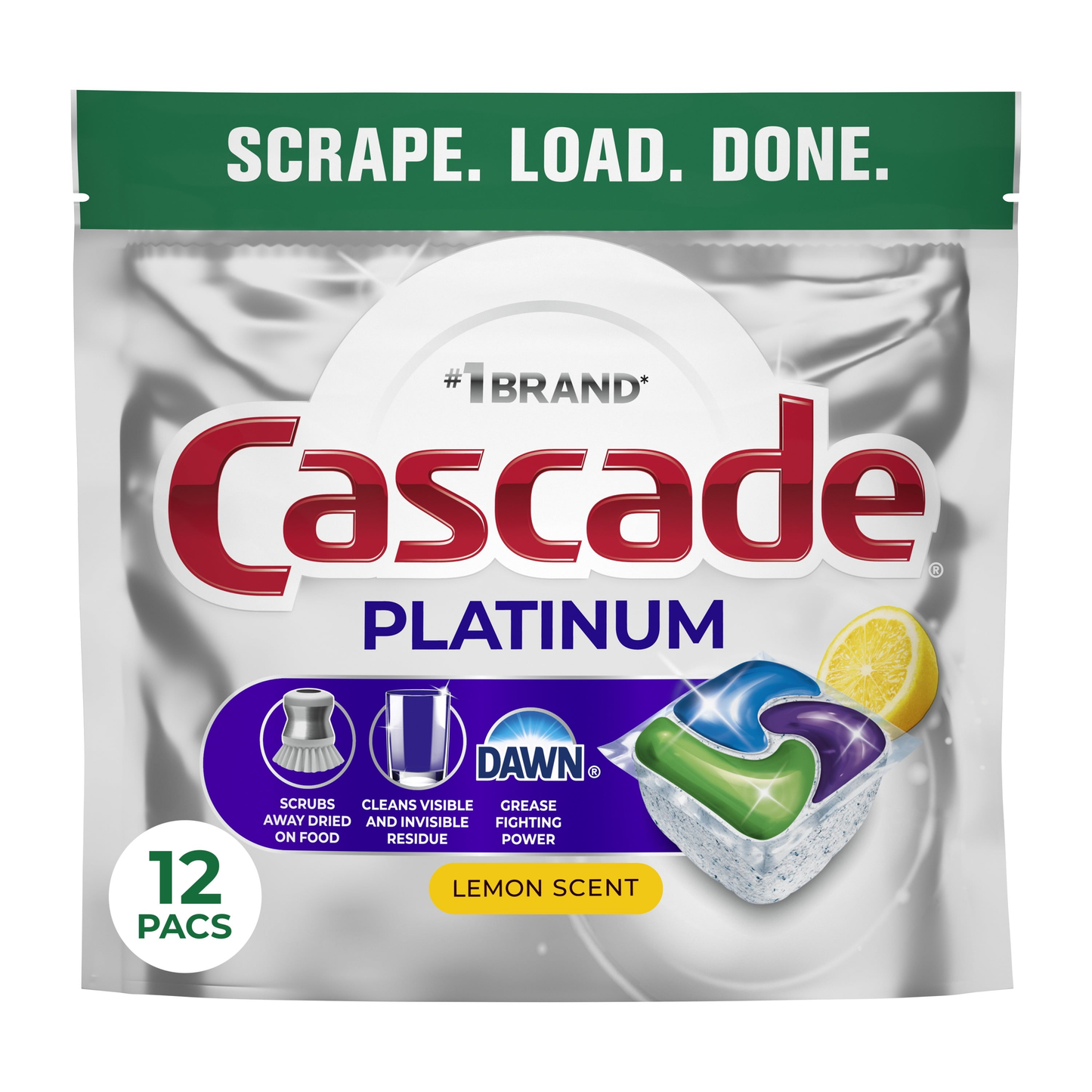 Platinum Dishwasher Pods, Dishwasher Detergent, Dish Detergent Soap, Lemon, 12 Count product photo