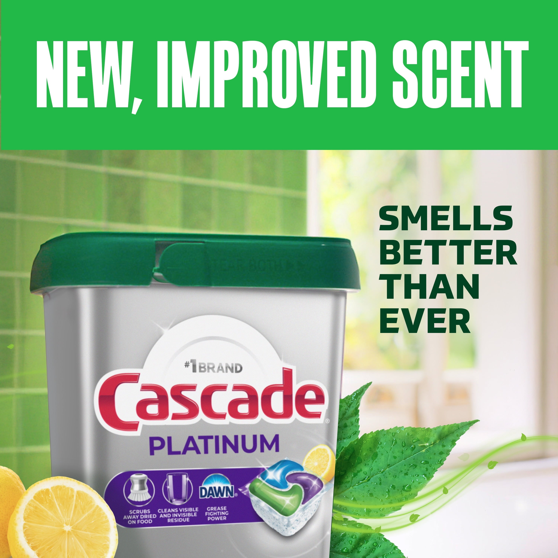 Platinum Dishwasher Pods, Dishwasher Detergent, Dish Detergent Soap, Lemon, 12 Count product photo