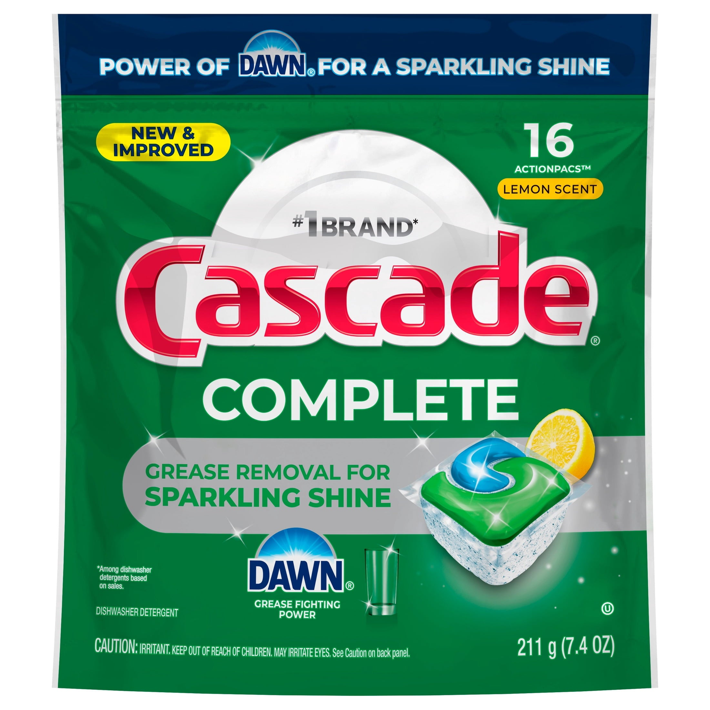 Complete Action Pacs, Dishwasher Detergent, Lemon, 16 Count product photo