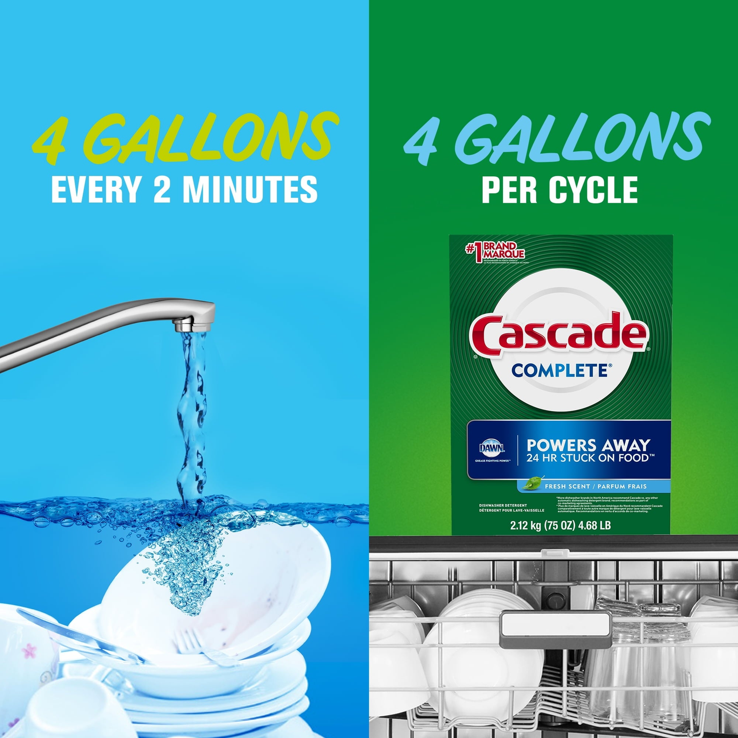 Complete Dishwasher Detergent Powder, Dish Detergent, Dish Soap, Fresh, 75 fl oz product photo