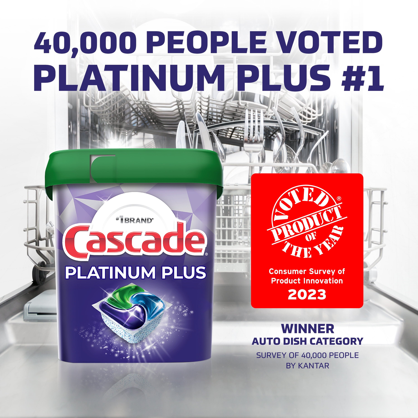 Platinum Plus Dishwasher Pods, Action Pacs Dishwasher Detergent Tabs, Fresh, 17 Count product photo