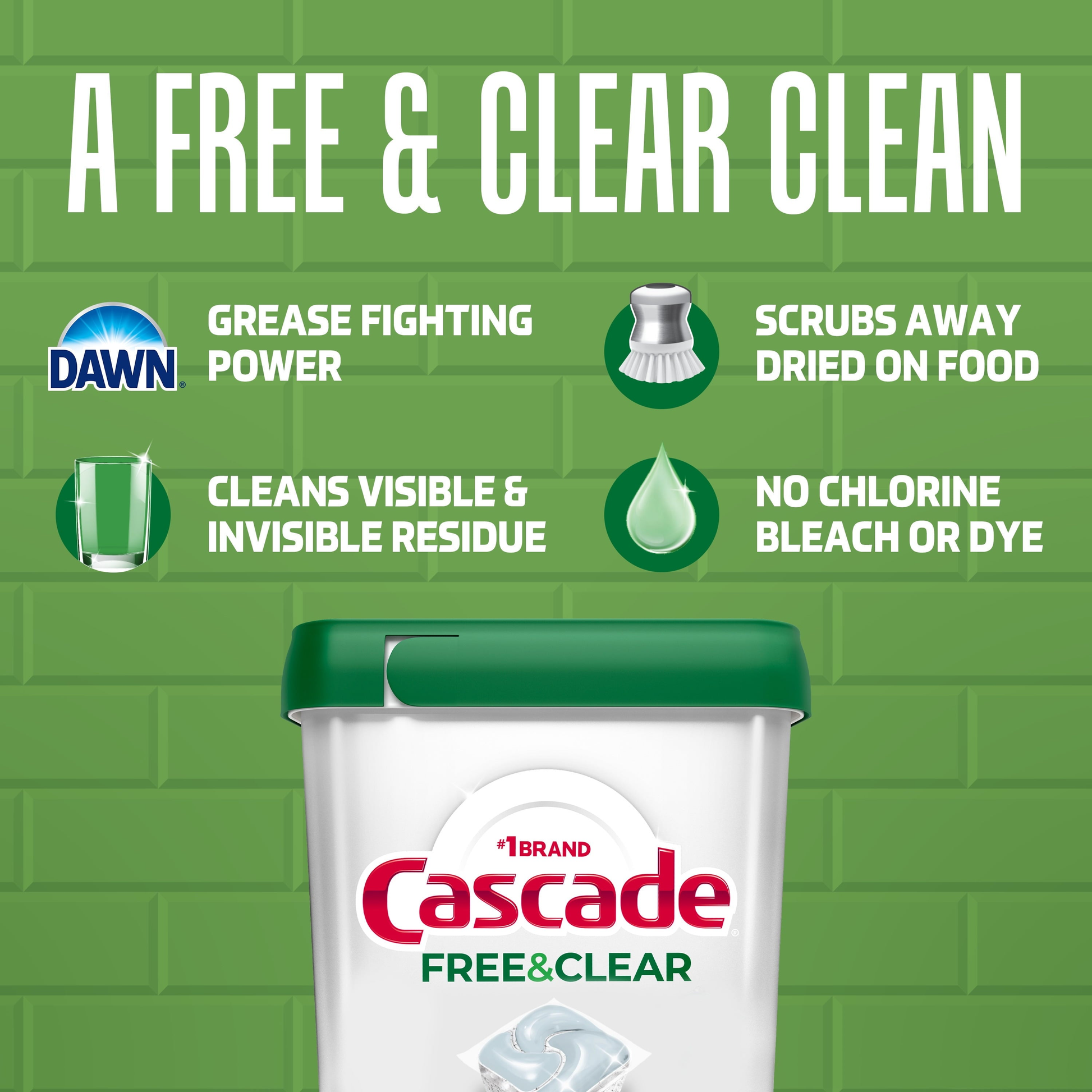 Free &amp; Clear Dishwasher Pods, Dishwasher Detergent Packs, Detergent Tabs, Lemon, 19 Count product photo
