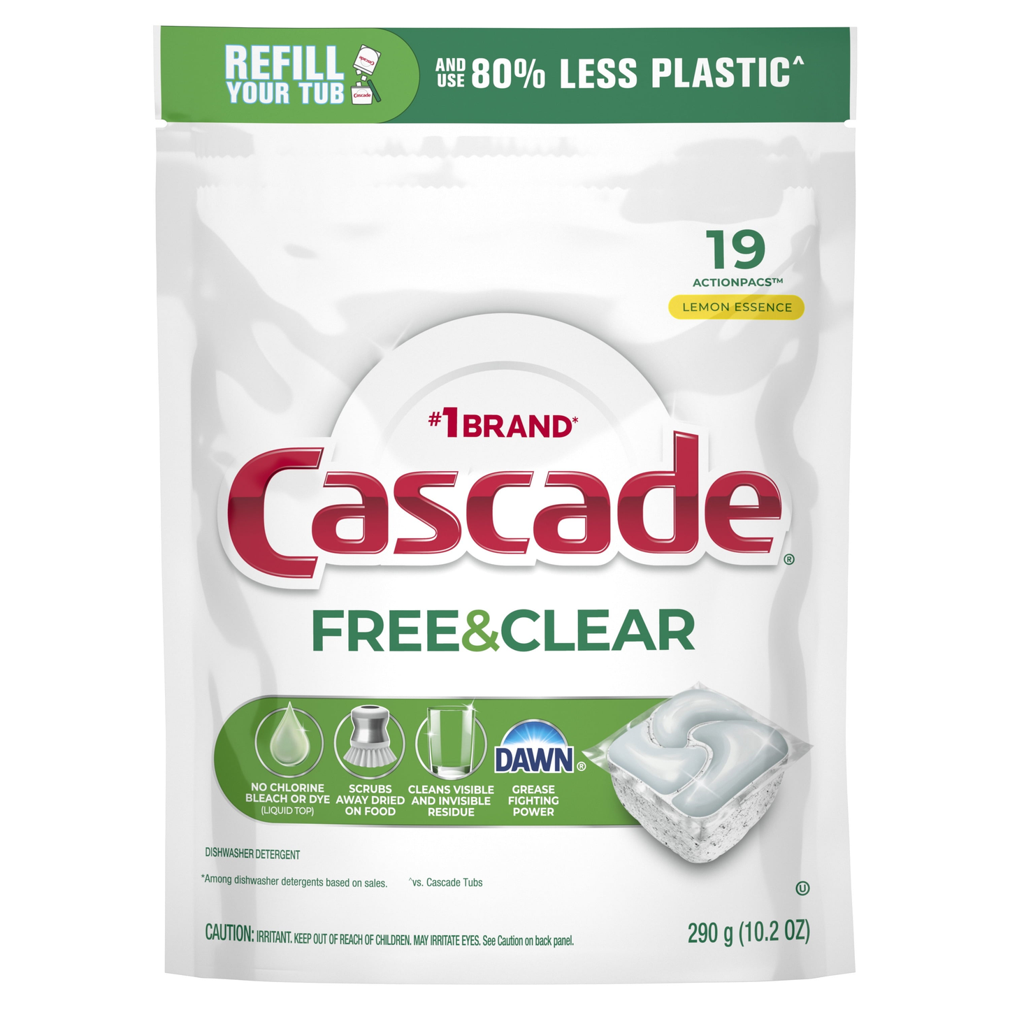 Free &amp; Clear Dishwasher Pods, Dishwasher Detergent Packs, Detergent Tabs, Lemon, 19 Count product photo