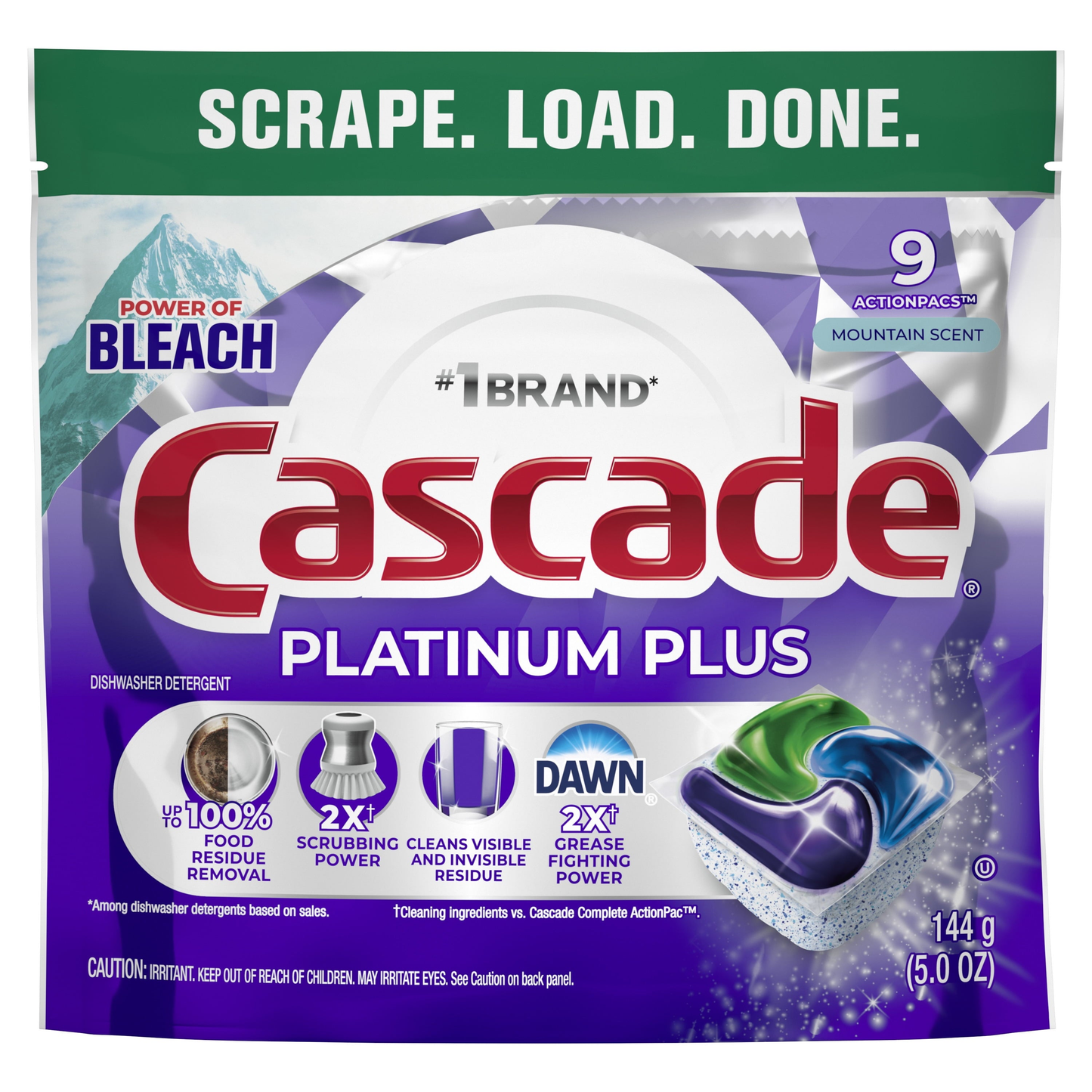 Platinum Plus Dishwasher Pods, Dishwasher Detergent, Dish Detergent Soap, Mountain, 9 Count product photo