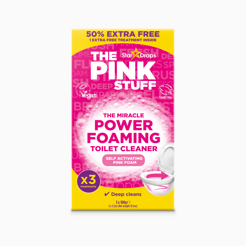 The Pink Stuff Miracle Power Foaming Toilet Cleaner, Self-Activating Formula, Stain Remover, 3 Treatments, 10.5 oz product photo