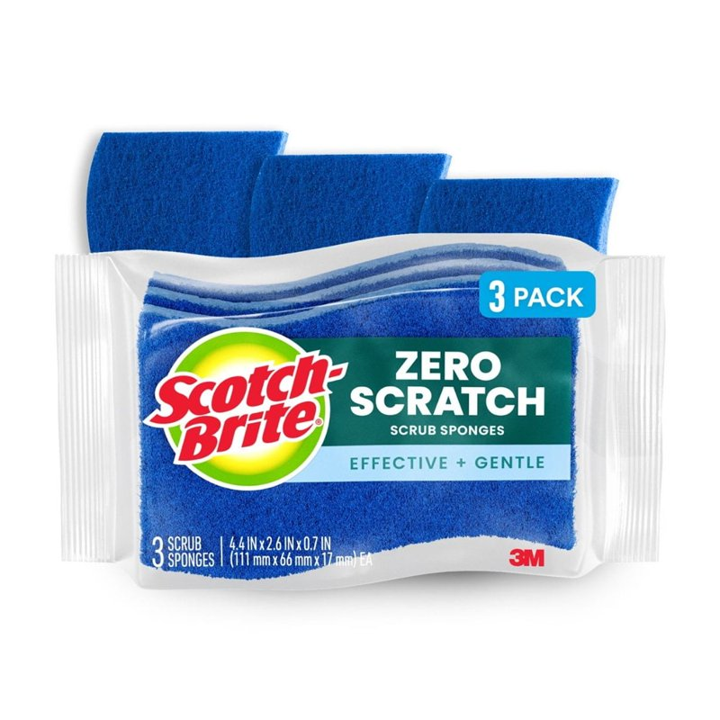 Scotch-Brite Zero Scratch, Non-Scratch, Cleaning Scrub Sponge, 3 Dish Sponges product photo