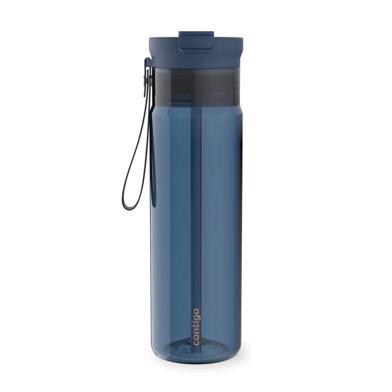 Contigo 28 oz Plastic Water Bottle Tumbler with Straw – DualSip Leak-Proof Reusable Water Bottle, Spill-Proof for Bags, Carry Strap, Blue/Clear product photo
