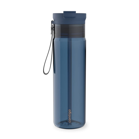 Contigo 28 oz Plastic Water Bottle Tumbler with Straw – DualSip Leak-Proof Reusable Water Bottle, Spill-Proof for Bags, Carry Strap, Blue/Clear product photo