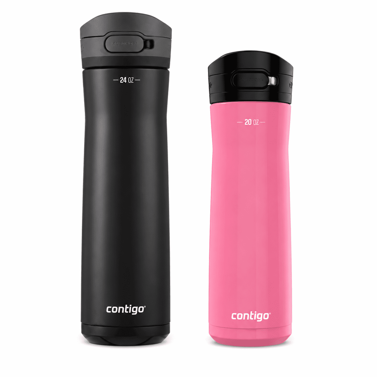 Contigo Jackson Chill  Bundle 2 Water Bottles Black 24oz and Pink  20oz with Autopop Lid product photo
