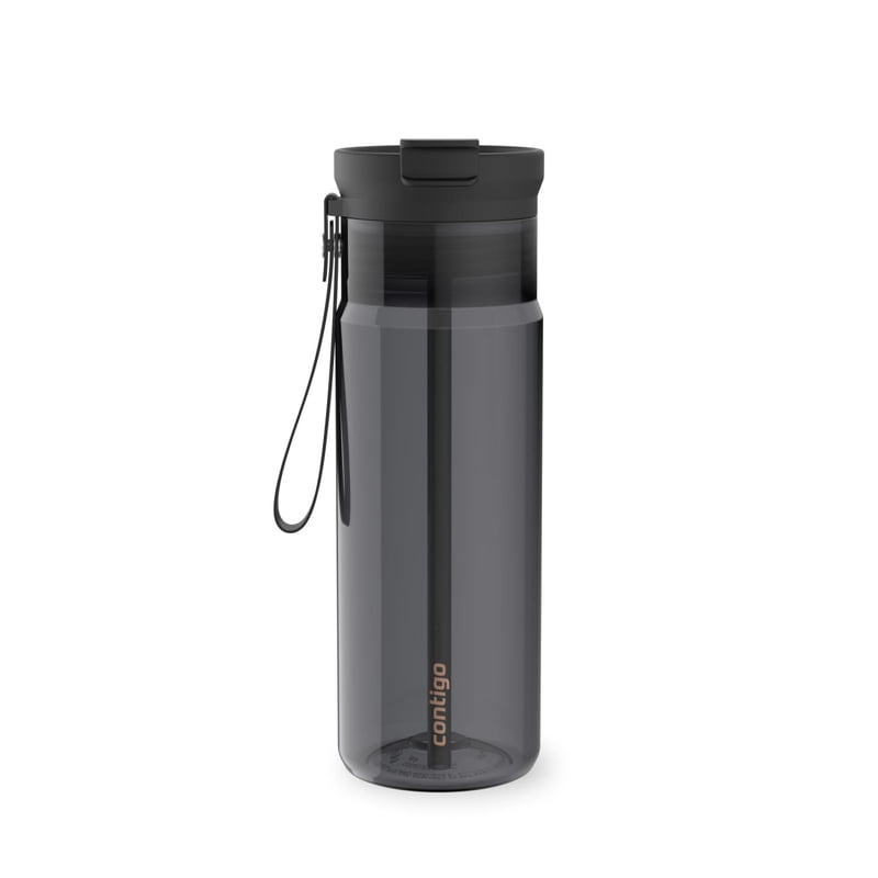 Contigo DualSip Leakproof Plastic Reusable Water Bottle with Carrying Strap, Black/Clear, 24 oz product photo
