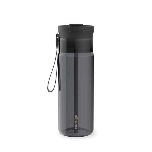 Contigo DualSip Leakproof Plastic Reusable Water Bottle with Carrying Strap, Black/Clear, 24 oz product photo
