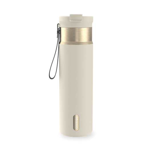 Contigo 24 oz DualSip Stainless Steel Leak-Proof Insulated Water Bottle with Straw or Sip Lid and Carry Strap, Cream/Champagne product photo