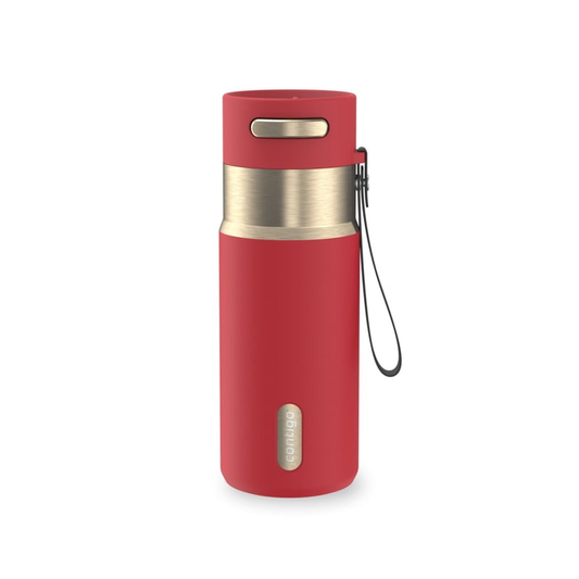 Contigo 16 oz Stainless Steel Water Bottle, Leak-Proof, Hot & Cold Insulated, Travel, Gym & Office Friendly, Carry Strap, Red/Champagne product photo