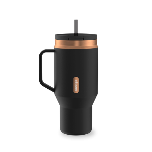 Contigo 30 oz Stainless Steel Water Bottle Tumbler with Straw – Leak-Proof Insulated Travel Mug, Reusable Water Bottle, Side Handle, Black/Bronze product photo