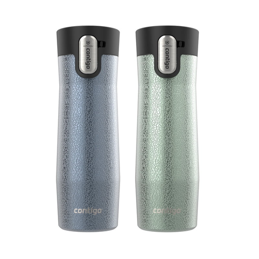 Contigo AUTOSEAL West Loop Vacuum-Insulated Stainless Steel Travel Mug with Easy-Clean Lid, 20 oz, Crystal Lakeside & Crystal Agave, 2-Pack product photo