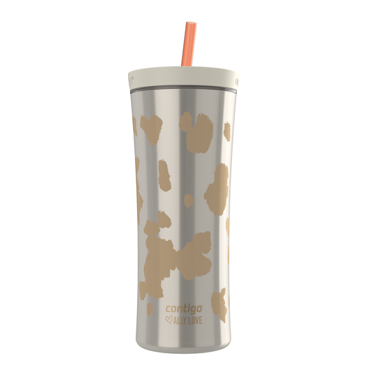 Contigo 20oz Shake & Go Tumbler, Plastic with Straw, Oatmilk Cowhide Couture product photo