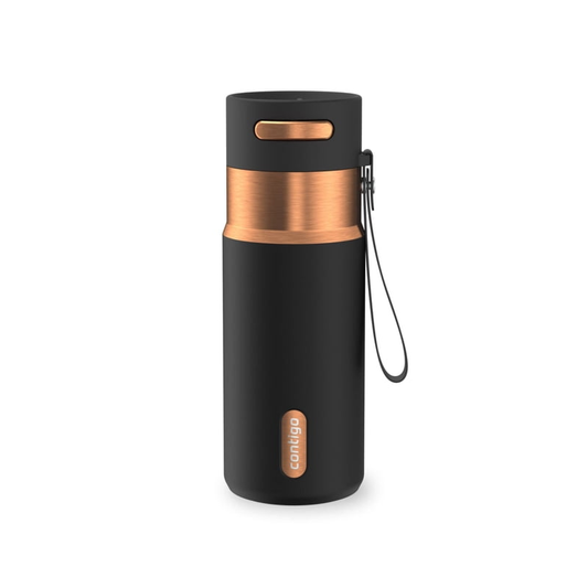 Contigo 16 oz Stainless Steel Water Bottle, Leak-Proof, Hot & Cold Insulated, Travel, Gym & Office Friendly, Carry Strap, Black/Bronze product photo