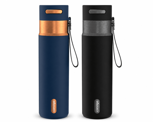 Contigo AUTOSEAL 24 oz Leakproof Water Bottle 2-Pack  Abyss Blue with Bronze & Black with Gunmetal  BPA-Free, Spill-Proof, Carry Strap, Reusable Water Bottles product photo