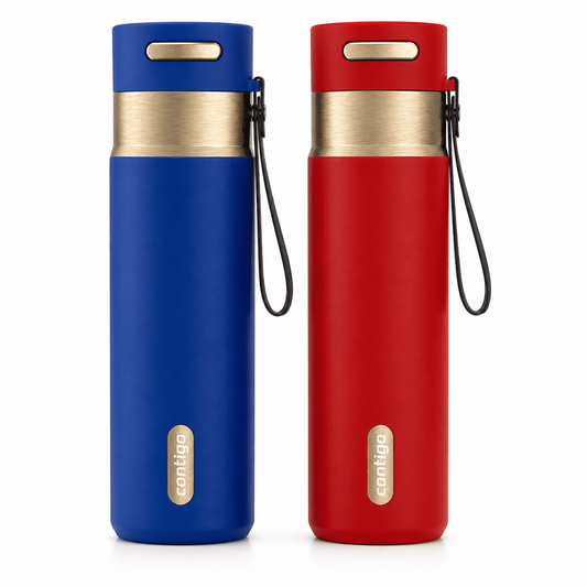 Contigo AUTOSEAL 24 oz Leakproof Water Bottle, 2-Pack (Royal Blue & Fire Engine Red), BPA-Free, Spill-Proof Lid, Carry Strap, Travel & Gym product photo