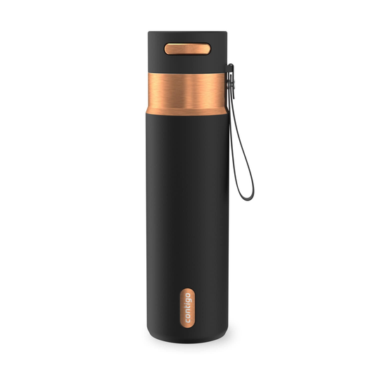 Contigo 24 oz Stainless Steel Leak-Proof Insulated Water Bottle with Carry Strap, Black/Bronze product photo