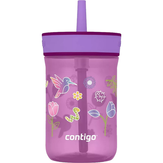 Contigo 14 oz Grape Tulips BPA-Free PLastic Straw Tumbler product photo
