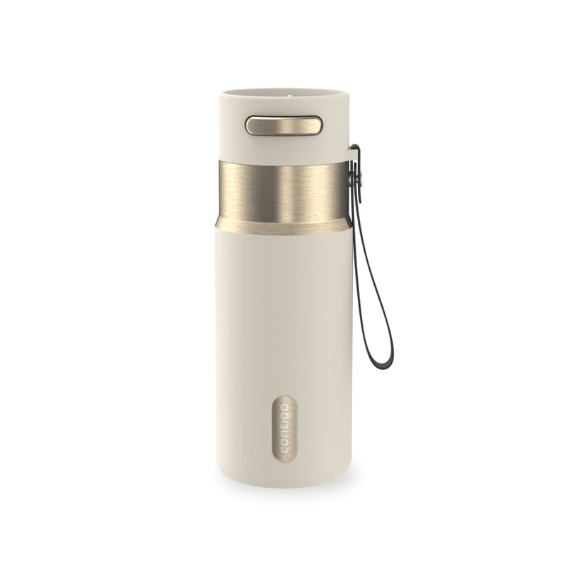 Contigo 16 oz Stainless Steel Water Bottle, Leak-Proof, Hot & Cold Insulated, Travel, Gym & Office Friendly, Carry Strap, Cream/Champagne product photo