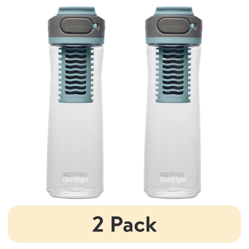 (2 pack) Contigo Clybourn Plastic FreeFlow Filter Water Bottle with AUTOSEAL Lid 24 oz., Salt, with Replacable Filter product photo