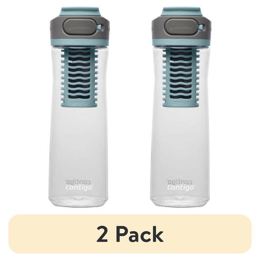 (2 pack) Contigo Clybourn Plastic FreeFlow Filter Water Bottle with AUTOSEAL Lid 24 oz., Salt, with Replacable Filter product photo