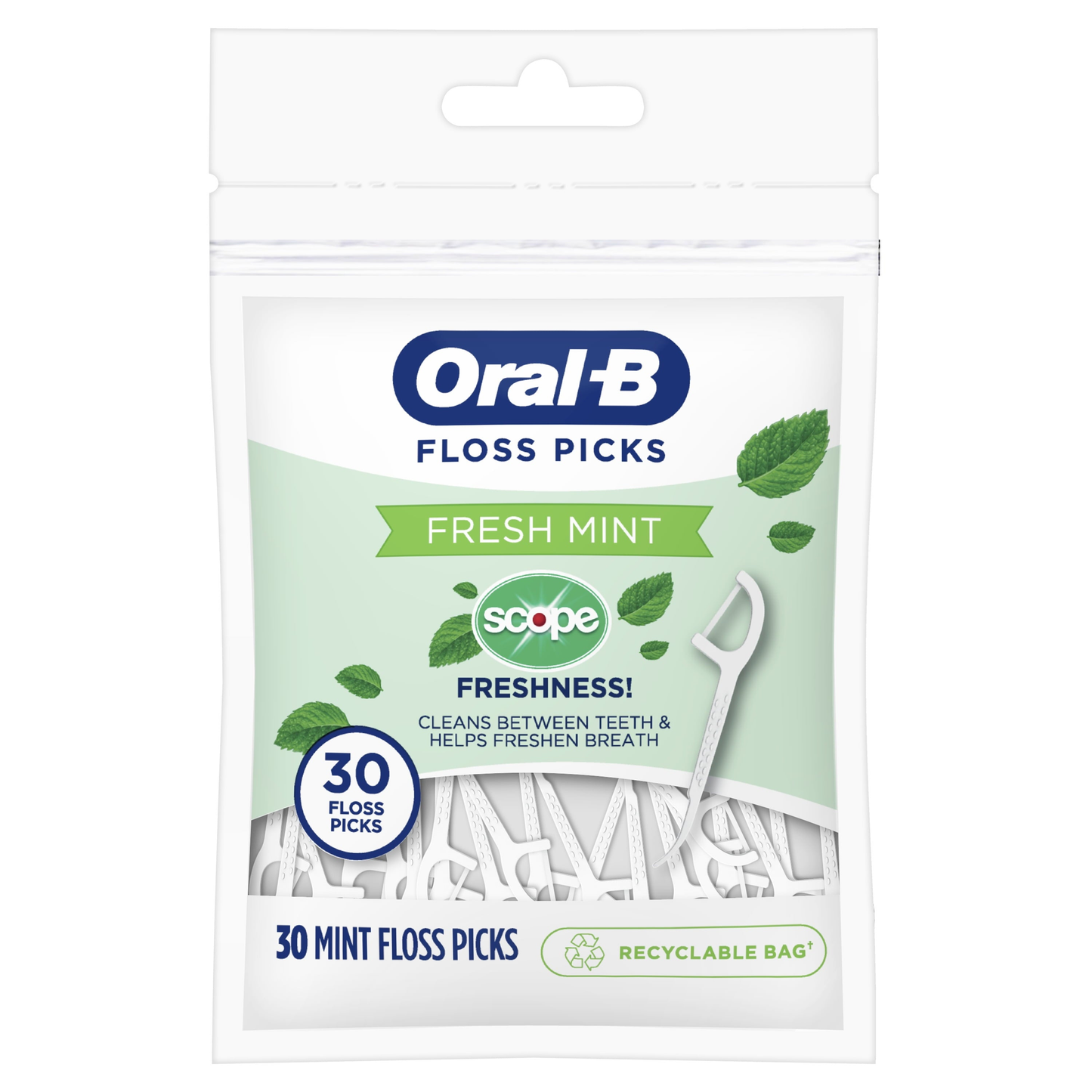Burst of Scope Dental Floss Picks, Fresh Mint, 30 Count product photo