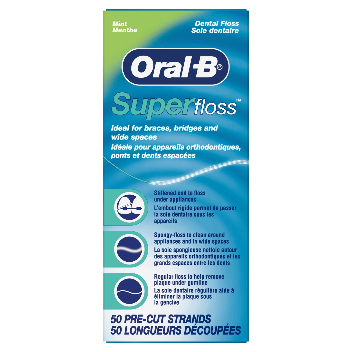 Floss, Super Floss Pre-Cut Strands Dental Floss, Mint, 50 Count product photo