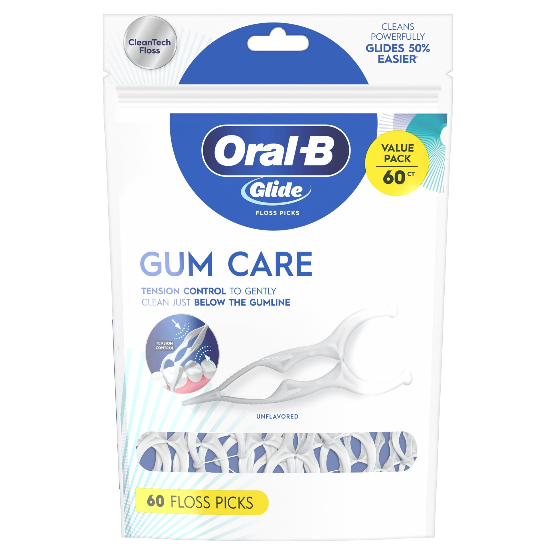 Floss, Glide Gum Care Dental Floss Picks, Good for Back Teeth, 60 Picks product photo