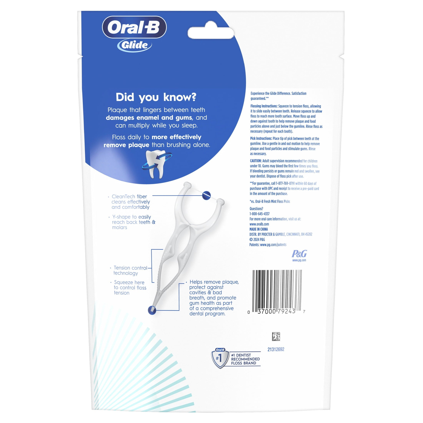 Floss, Glide Gum Care Dental Floss Picks, Good for Back Teeth, 60 Picks product photo