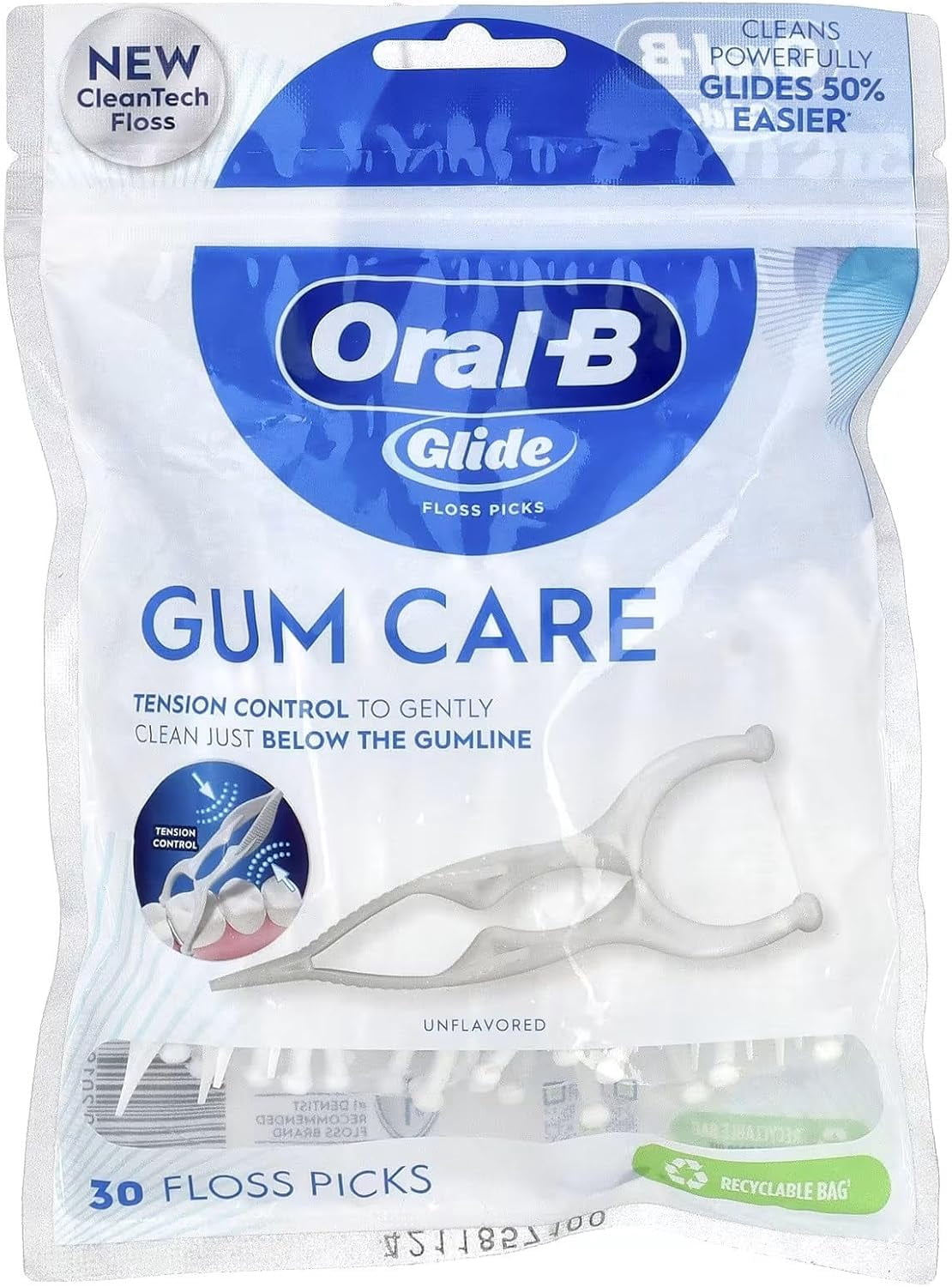 Glide Gum Care Floss Picks, Multi, Unflavored, 30 Count product photo