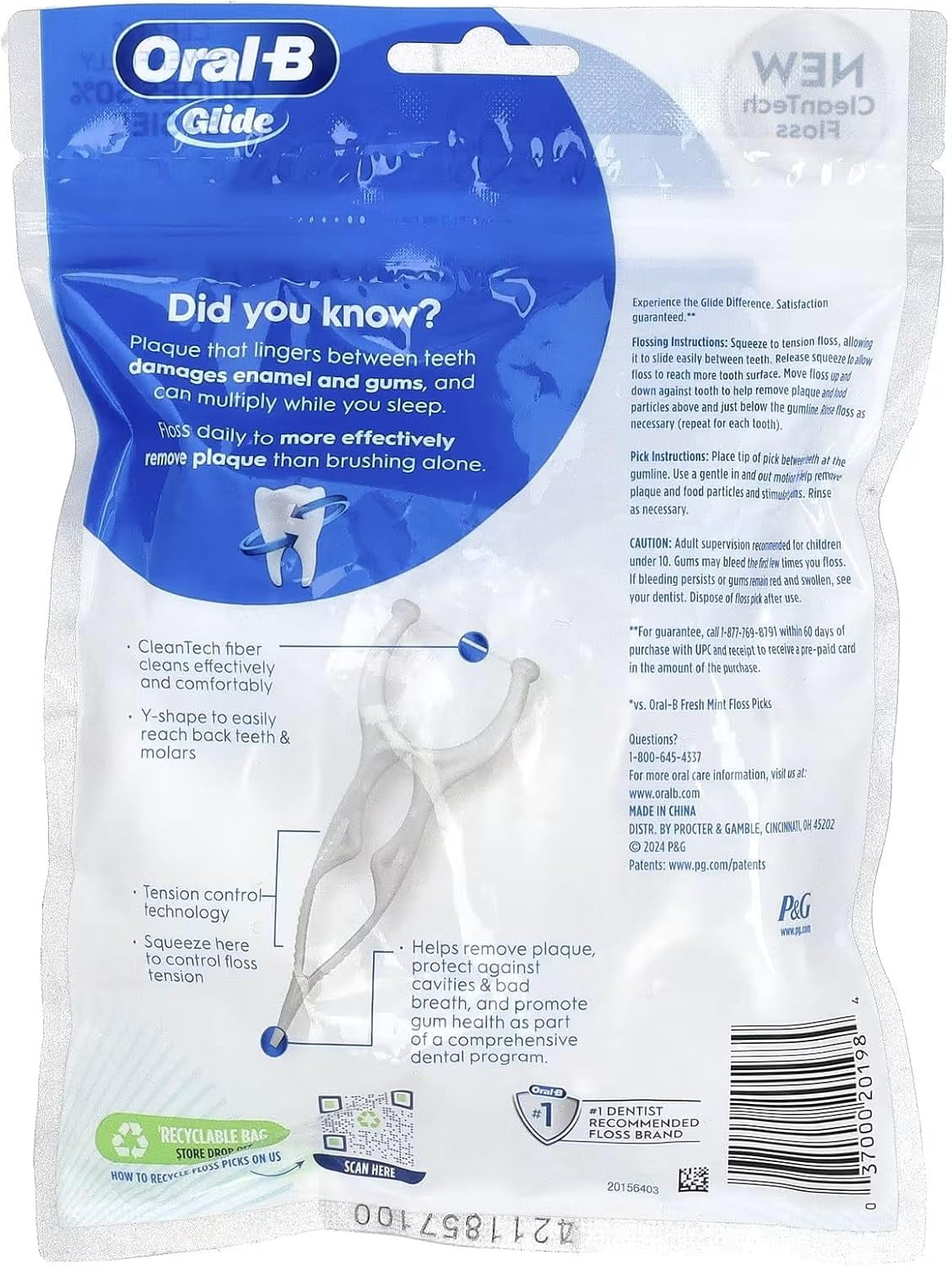 Glide Gum Care Floss Picks, Multi, Unflavored, 30 Count product photo