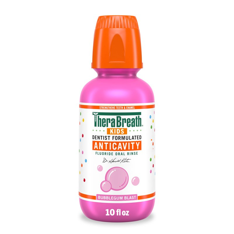 TheraBreath Kids Anticavity Fluoride Oral Rinse, Strengthens Teeth & Enamel, Alcohol Free & Dye Free, Certified Organic Bubblegum Blast Flavor, 10 fl oz product photo