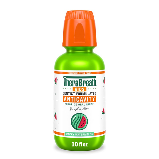 TheraBreath Kids Mouthwash with Fluoride, Organic Wacky Watermelon, Anticavity, 10 fl oz product photo