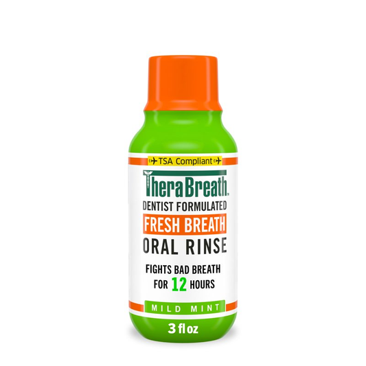 TheraBreath Fresh Breath Mouthwash, Mild Mint, Alcohol-Free, TSA Compliant Travel Size, 3 fl oz product photo