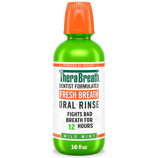 TheraBreath Fresh Breath Mouthwash, Mild Mint, Alcohol-Free Mouthwash for Adults, 16 fl oz product photo